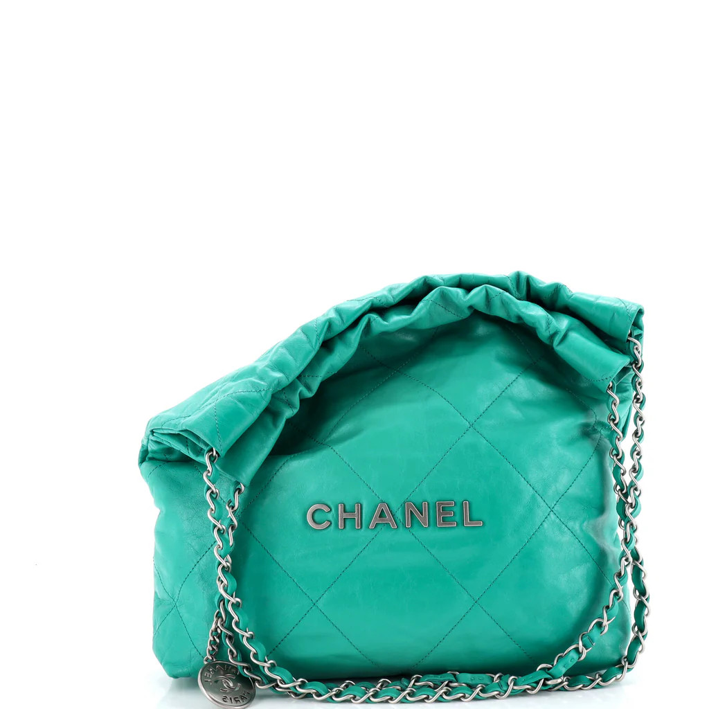 Chanel 22 Chain Hobo Quilted Calfskin Small Green 3905759 | Rebag