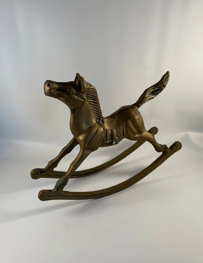 Vintage Brass Rocking Horse Figurine - Etsy | Etsy (US)