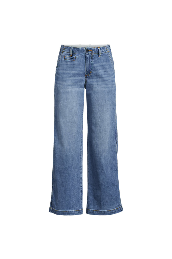 Women's Plus Size Mid Rise Denim Wide Leg Ankle Jeans - Lands' End - Blue - 24W | Lands' End (US)