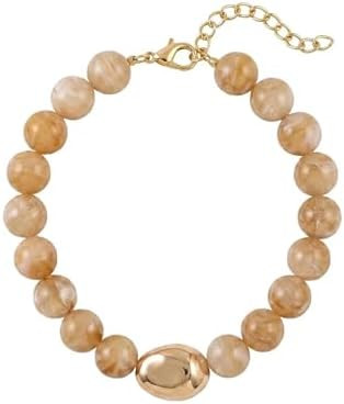 QiaTsed Acrylic Necklace for Women Chunky Beaded Necklace Vintage Boho Short Choker Necklace Idea... | Amazon (US)