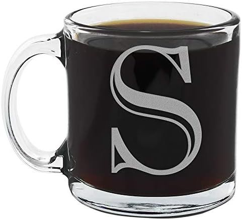 Etched Monogram 12oz Glass Coffee Mug (Letter S) | Amazon (US)