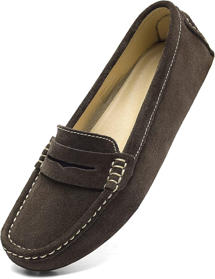 Osslue Women's Suede Leather Casual Penny Loafers Retro Ladies Moccasins Driving Mocs Comfort Sli... | Amazon (CA)