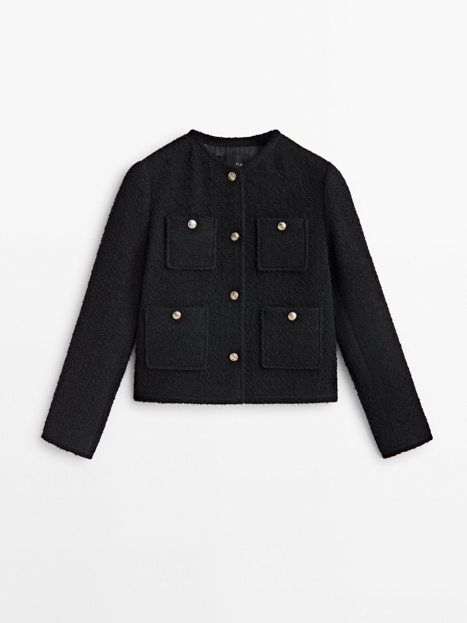 Textured cropped jacket with four pockets | Massimo Dutti UK