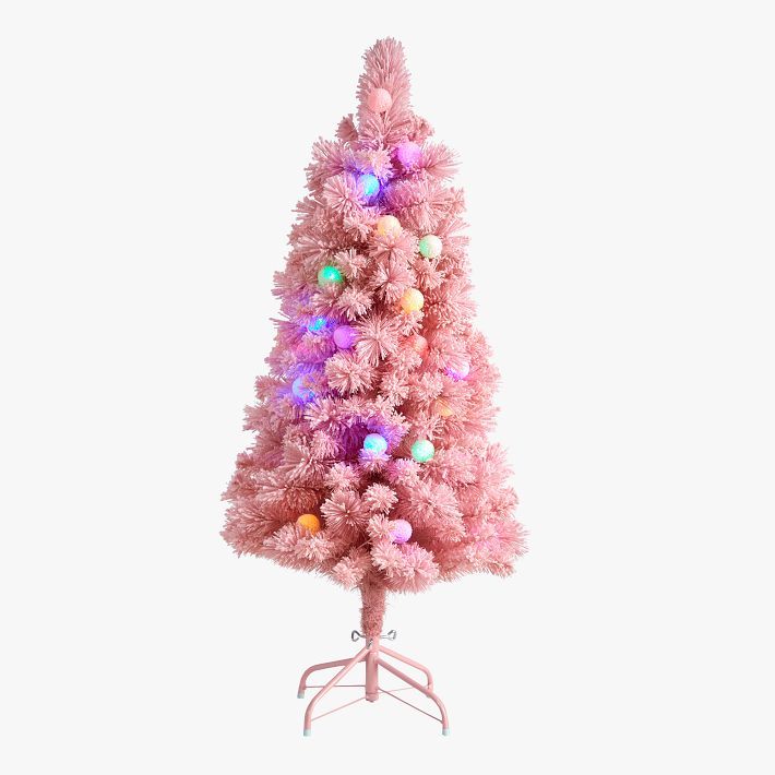 Pink Flocked Christmas Tree - 7ft | Pottery Barn Teen