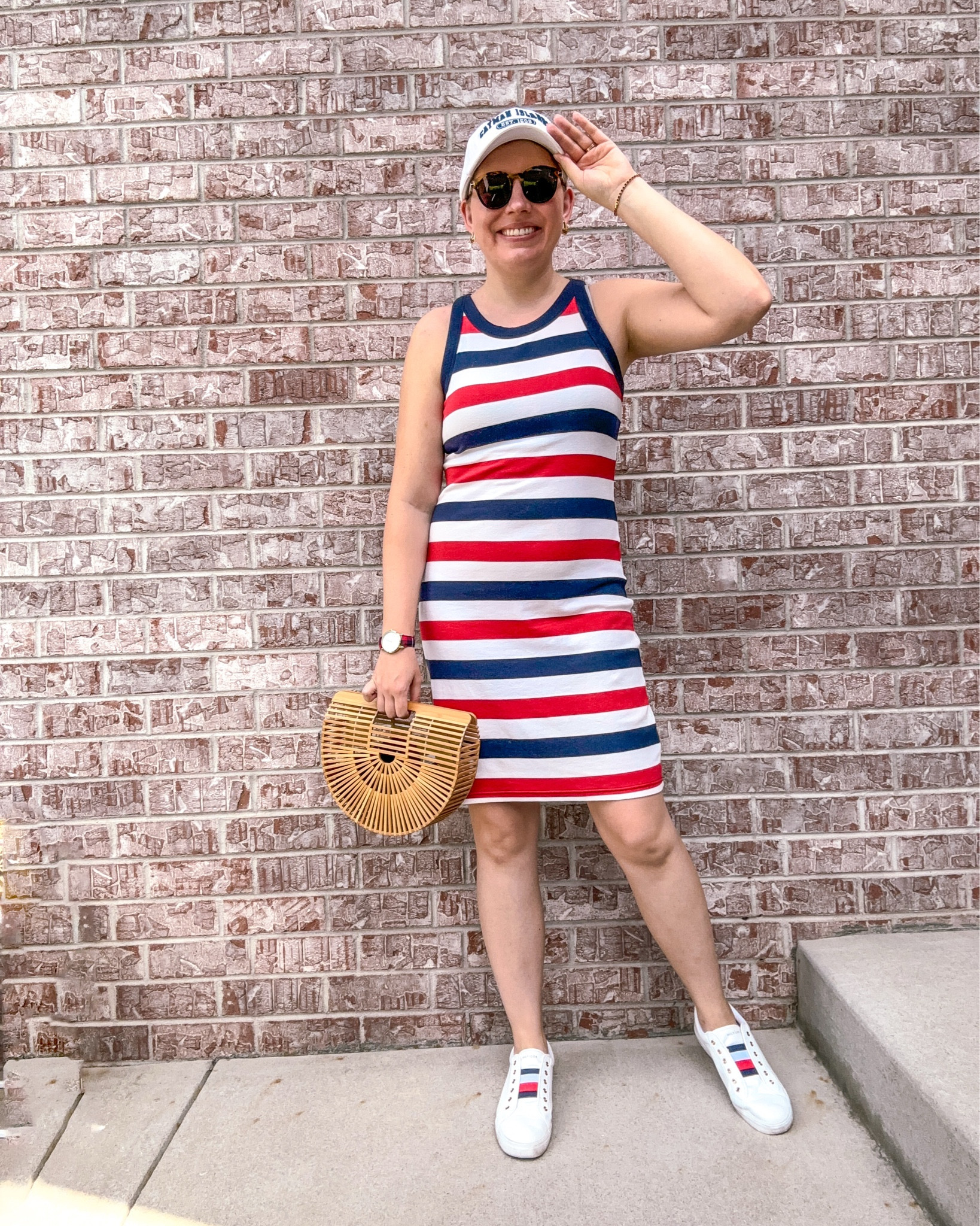 Look 12
Coastline Calling Capsule 

Thrifted, but make it capsule-worthy. This thrifted striped GAP dress is a classic,  styled today with a sporty twist for a day at the ballpark. Because even baseball deserves a little coastal flair. ⛵️ 

This look is part of Coastline Calling, my maximalist summer capsule inspired by retro resortwear, East Coast charm, and bold nautical nostalgia. Think yacht club meets vintage boardwalk, with a splash of Americana.

Dress - Gap (Poshmark options linked!)
Shoes - Tommy Hilfiger (linked)
Bag - Cult Gaia (linked)
Hat - Tourist hat from Grand Cayman. 🌴 (I’ve linked the white cap I’d buy online right now)
Sunglasses - Tom Ford (linked)
Earrings - Vintage (similar linked)
Watch - Francesca’s (old)
Bracelet - Vintage (similar linked)

Do some online thrifting at ThredUP and get 45% off of your first thrift! Use my link: https://www.thredup.com/r/THQVUL

Everything (when linkable!) is on LTK. Save this post for future styling ideas and follow along—new looks drop daily.

#CoastlineCalling #ThriftedStyle #SummerCapsuleWardrobe #SportyStyle #CoastalStyle #GAPStyle #thrifted #NauticalInspired  #StyledMyCloset #RetroSummerStyle #CapsuleWardrobeChallenge #outfitrrpeat #StripeOOTD

#LTKStyleTip #LTKFindsUnder50 #LTKSeasonal