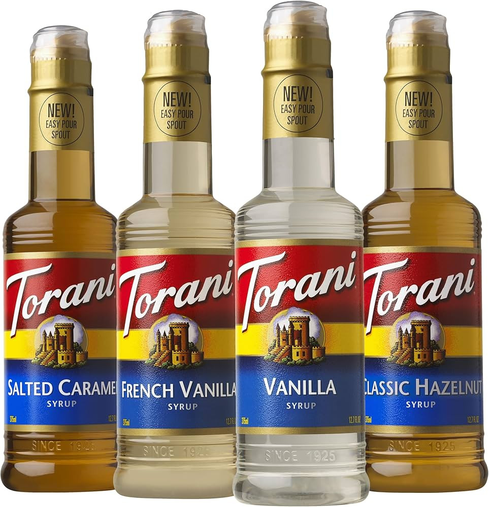 Torani Syrup, Cafe Variety Pack, 4 12.7 Ounce Bottles (Vanilla, Salted Caramel, Classic Hazelnut,... | Amazon (US)