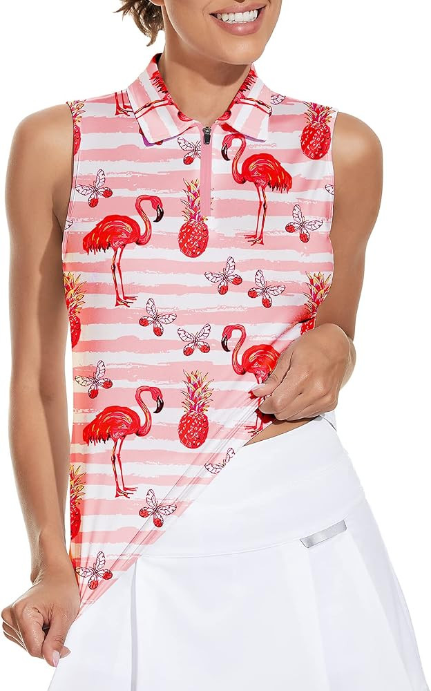 Soneven Womens Sleeveless Golf Shirt Printed Polo Tennis Shirts Moisture Wicking Athletic ... | Amazon (US)