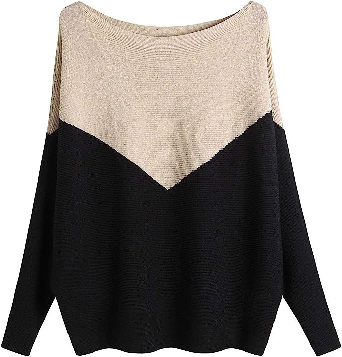 MAKARTHY Women's Batwing Sleeves Knitted Dolman Sweaters Pullovers Tops | Amazon (US)