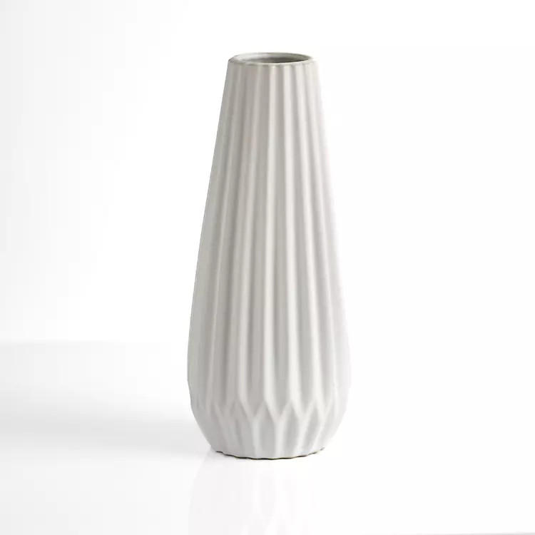 New! White Linear Ribbed Vase | Kirkland's Home