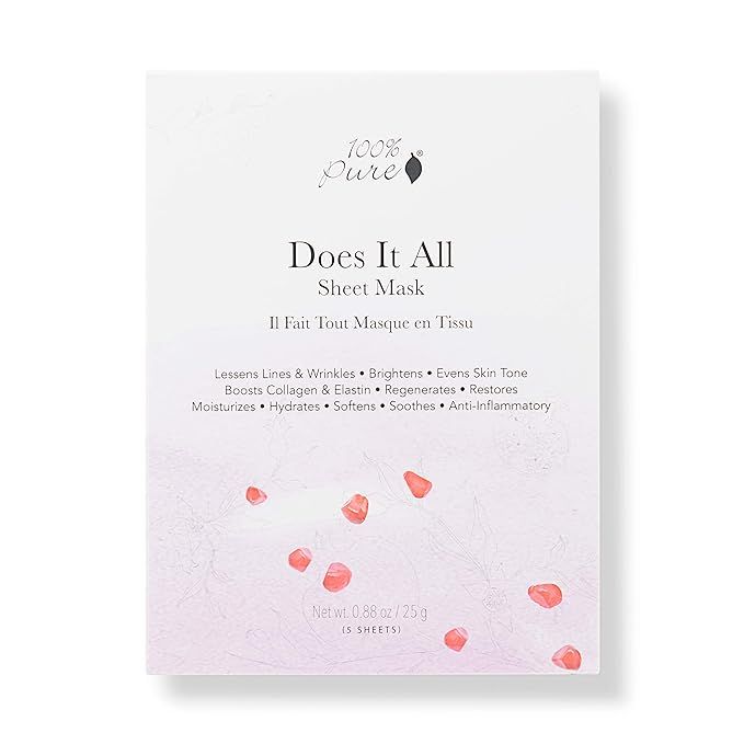100% PURE Sheet Mask: Does It All (5 PCS), Full Face Sheet Mask, Made with Retinol, Hyaluronic Ac... | Amazon (US)