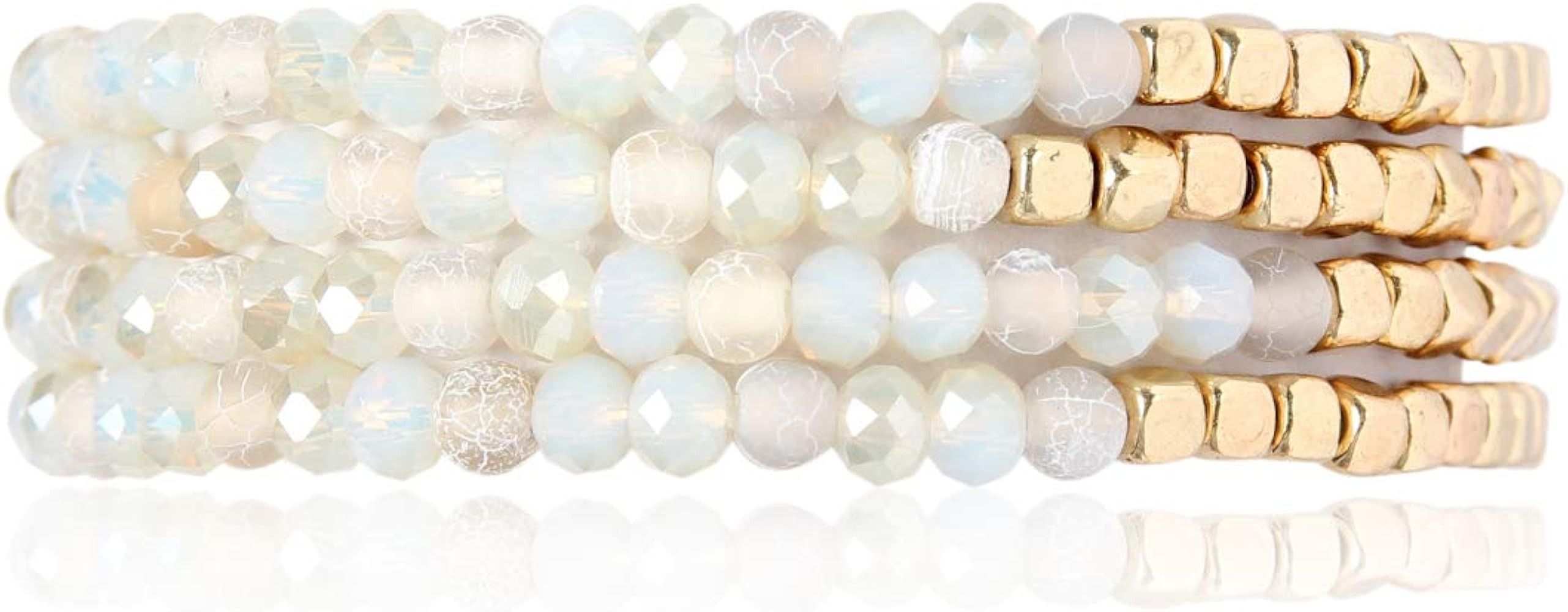 RIAH FASHION Delicate Boho Beaded Multi Layer Versatile Statement Bracelets - Stackable Stretch Stra | Amazon (US)