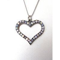 Silver Heart Necklace With Crystal Pendant, Wedding Jewelry | Etsy (US)