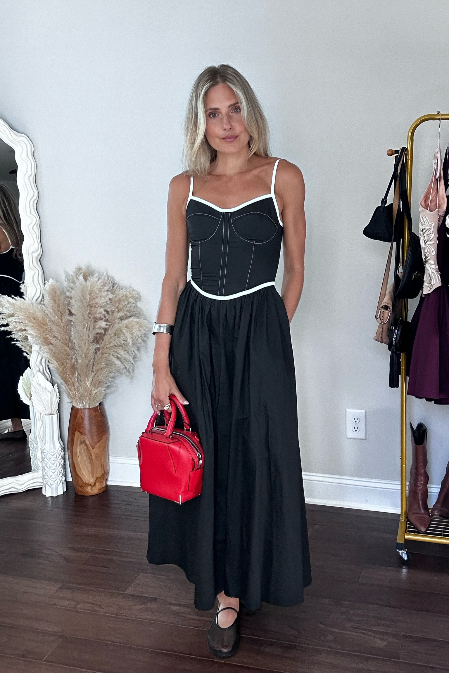 Shop my look 🖤💋 corset inspired maxi dress transitioning to fall! Mesh ballet flats and silver chunky jewelry. 

#LTKFindsUnder100 #LTKStyleTip #LTKSaleAlert