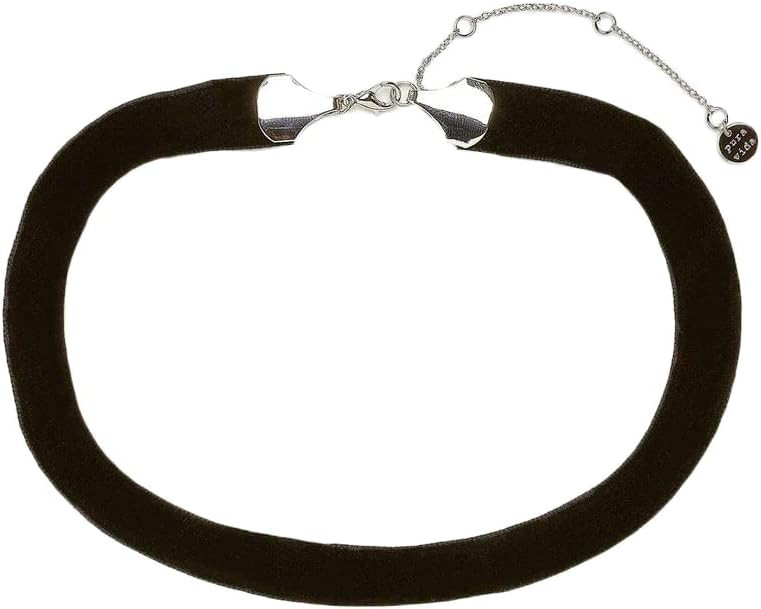 Pura Vida 14" Disney Cinderella Velvet Ribbon Choker Necklace - Brass Chain, Rhodium Plating - Bl... | Amazon (US)