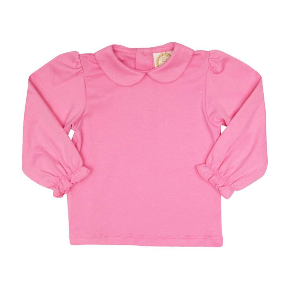 Maude's Peter Pan Collar Shirt & Onesie (Long Sleeve Pima) - Hamptons Hot Pink | The Beaufort Bonnet Company