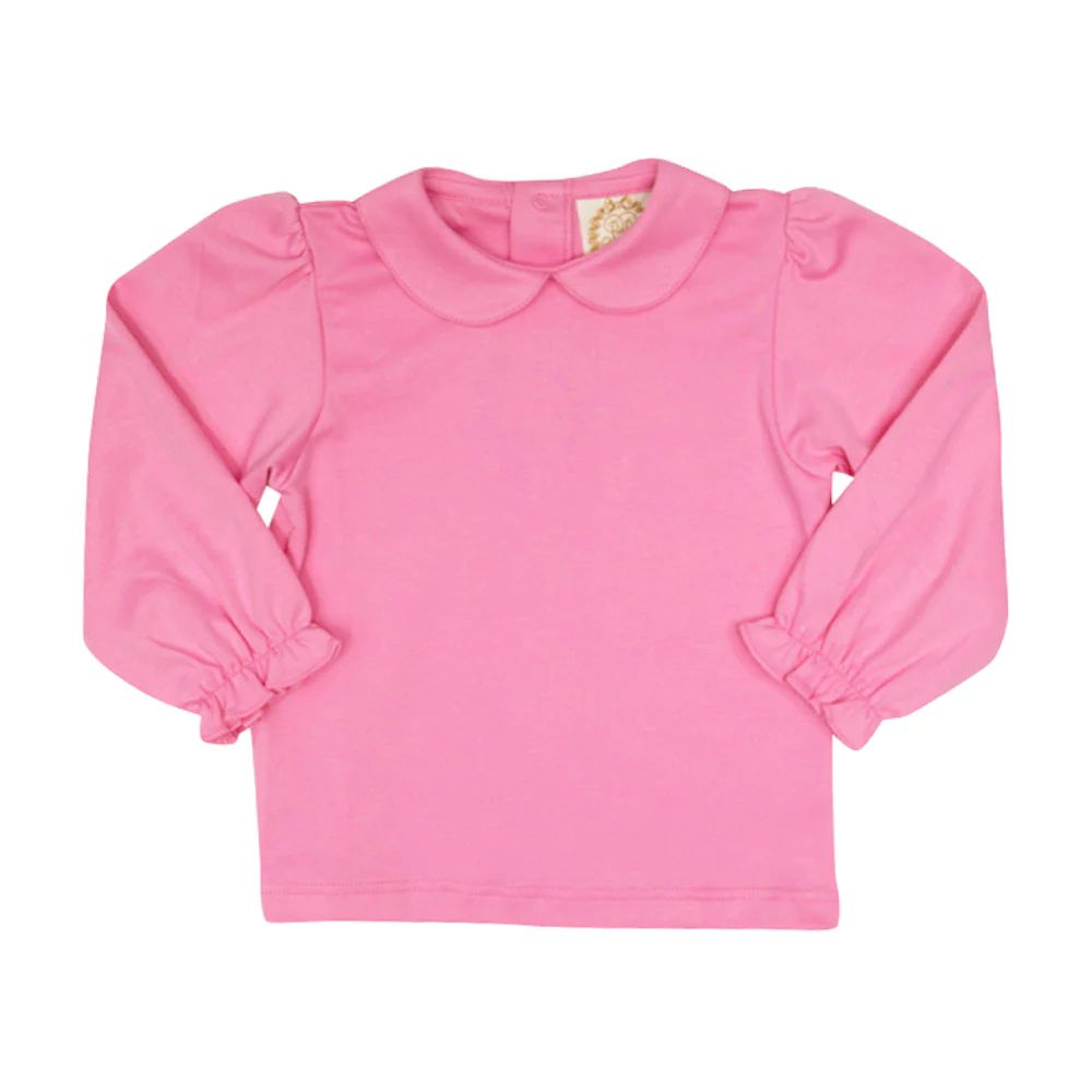 Maude's Peter Pan Collar Shirt & Onesie (Long Sleeve Pima) - Hamptons Hot Pink | The Beaufort Bonnet Company