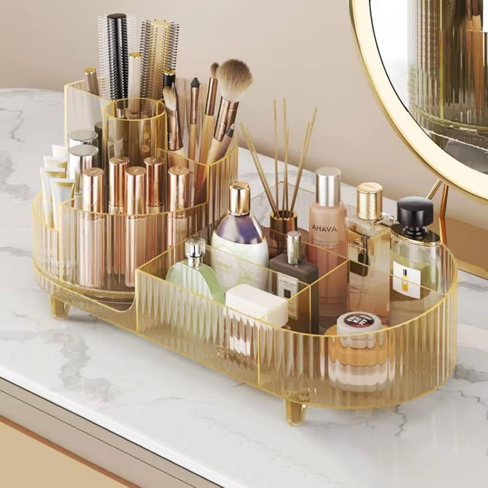 Rotating makeup organizer,Large Capacity Cosmetic Display Case, easy to hold all of your makeup p... | Amazon (US)