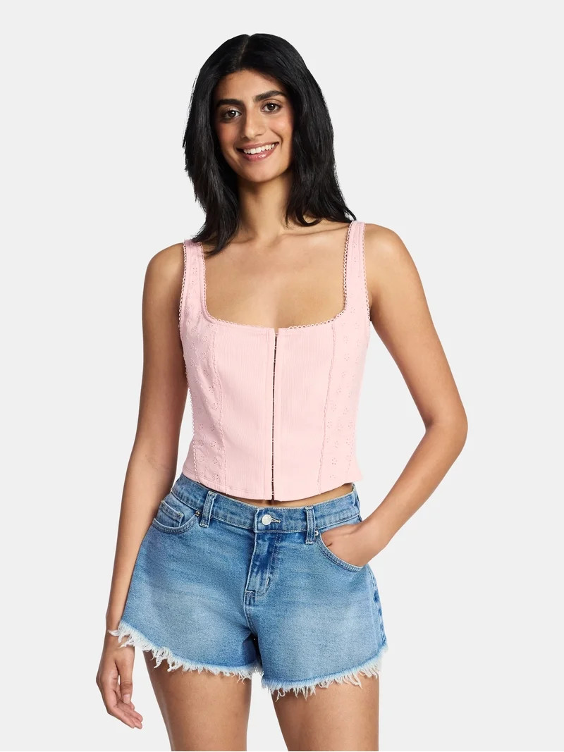 Madden NYC Women's Eyelet Corset Top, Sizes XXS-XXL | Walmart (US)