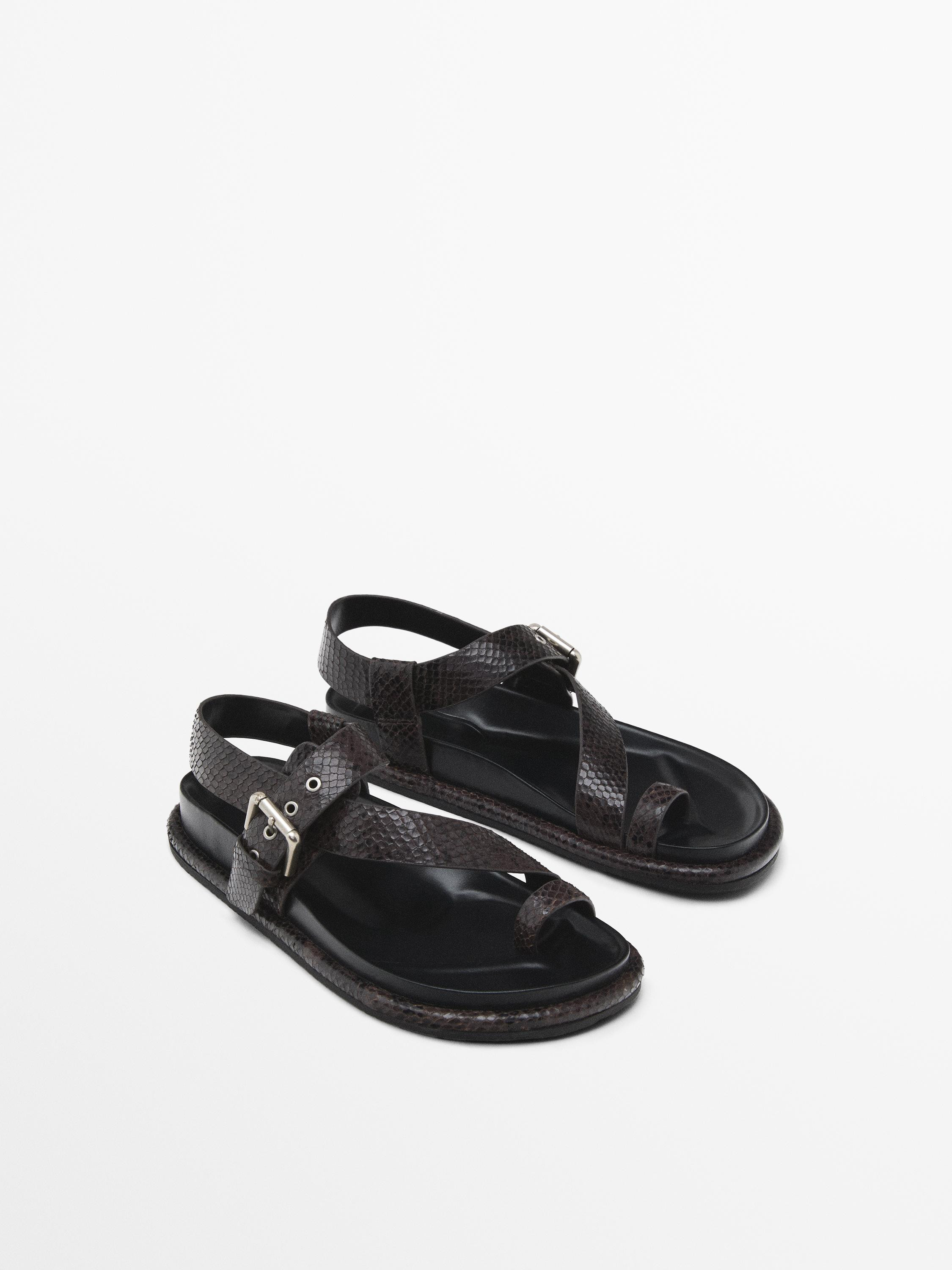 Printed sandals with toe divider | Massimo Dutti UK