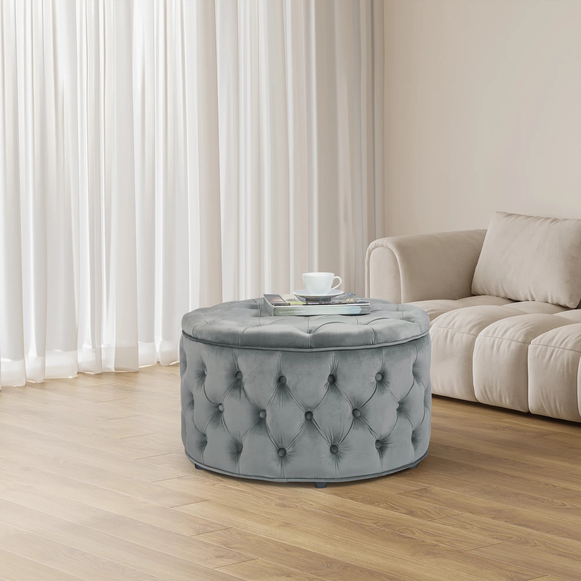 Amram Tufted Round Storage Ottoman | Wayfair North America