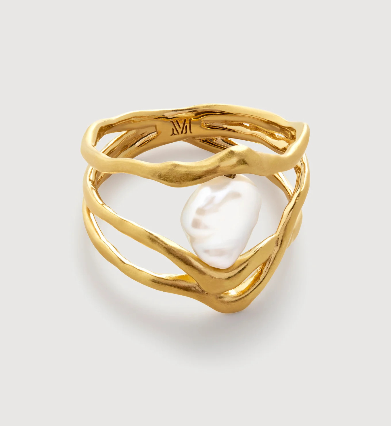 Amy Powney Keshi Pearl Triple Ring | Monica Vinader (Global)