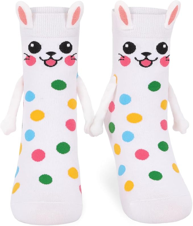 Funny Bunny Socks, Crazy Animal Magnetic Hand Holding Socks Anniversary Birthday Gifts for Women ... | Amazon (US)