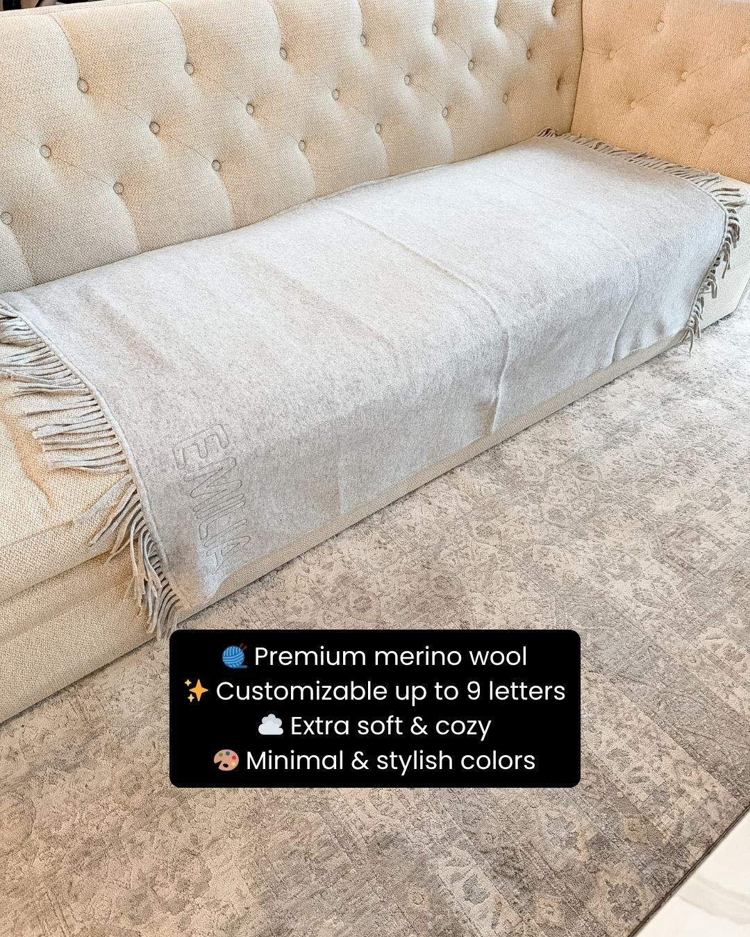 Wrap yourself in cozy luxury 🛋️✨ with this pure merino wool custom blanket—soft, warm, and beautifully crafted for ultimate comfort! Perfect for chilly nights, relaxing moments, or adding a chic touch to your space 💖🏡. The quality and feel are next-level, making it a timeless piece you’ll love year-round 👀✨. Trust me, once you snuggle up in this, you won’t want to get up 💕

#cozyhome #blanketlove #merinowool #homeessentials #homedecor #cozyvibes #luxeliving #softandcozy #homeinspo #comfortliving #throwblanket #homestyle #chichome #relaxathome #cozyliving #homeupgrade #warmandcozy #interiordecor #housegoals #aestheticliving #ltkhome #decorinspo #homecomfort #snuggleup #ltkfinds 

 