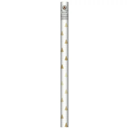 Gold and White Trees Premium Heavyweight Christmas Wrapping Paper, 25 sq ft, by My Texas House | Walmart (US)
