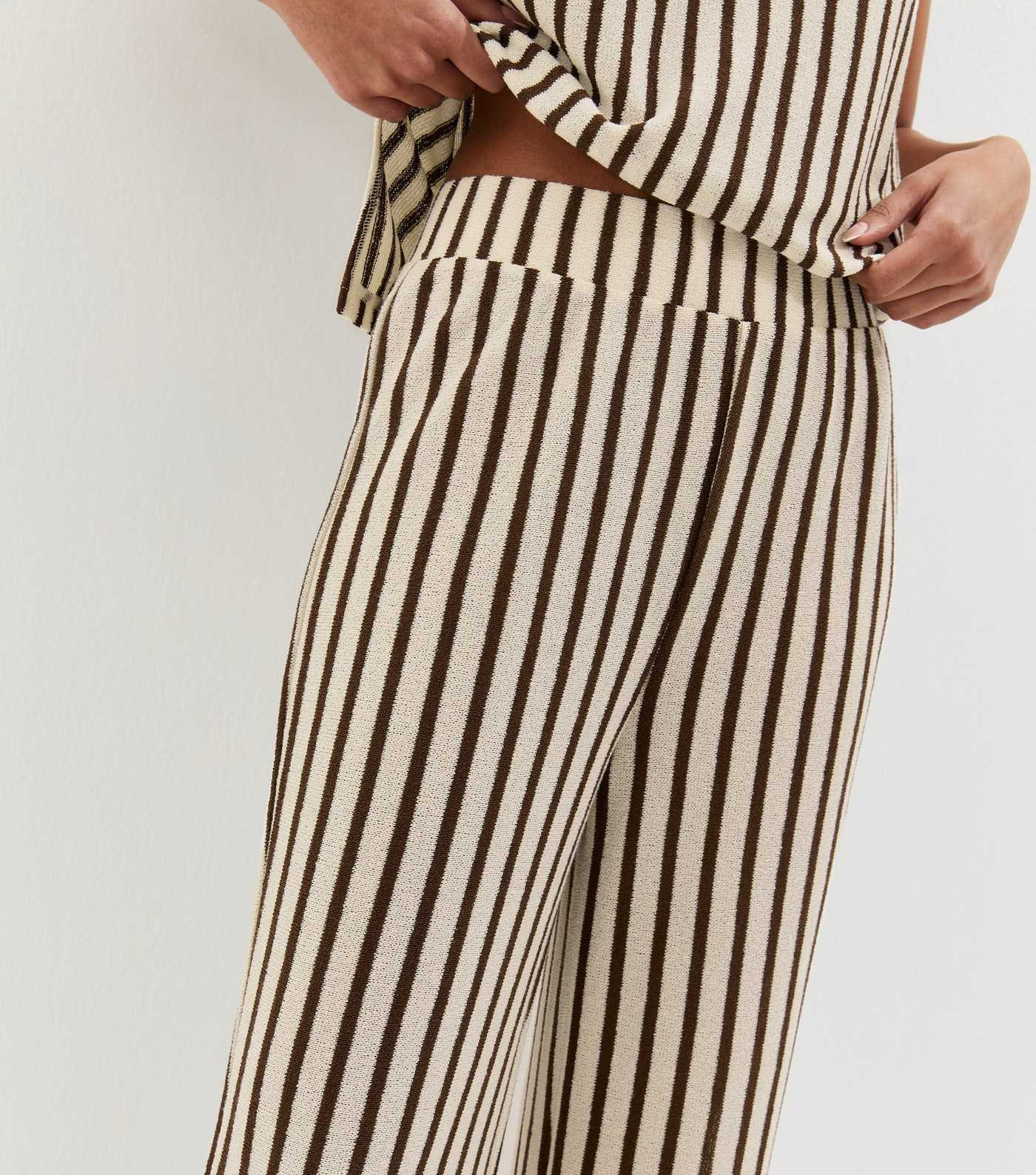 Brown Striped Soft Touch Trousers | New Look | New Look (UK)