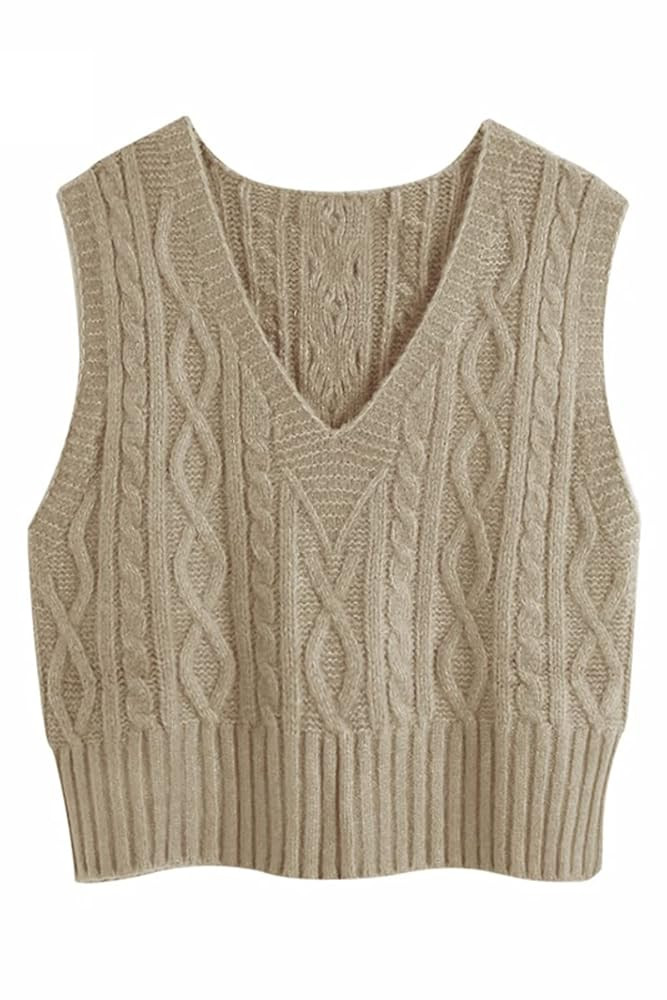 Aoysky Sweater Vest Women's V-Neck Sweater Tank Tops Pullover Cable Knit Vest Solid Color Sleevel... | Amazon (US)