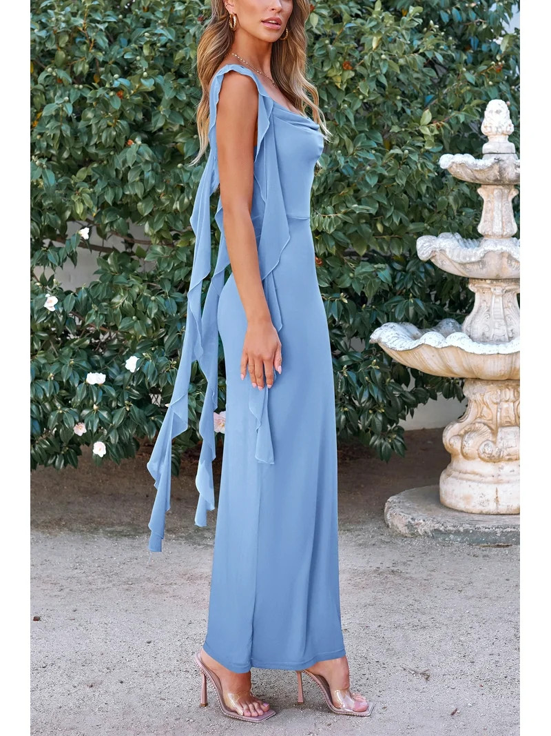 PRETTYGARDEN Women's Summer Long Formal Wedding Guest Dress Sleeveless Ruffle Cocktail Party Maxi... | Walmart (US)