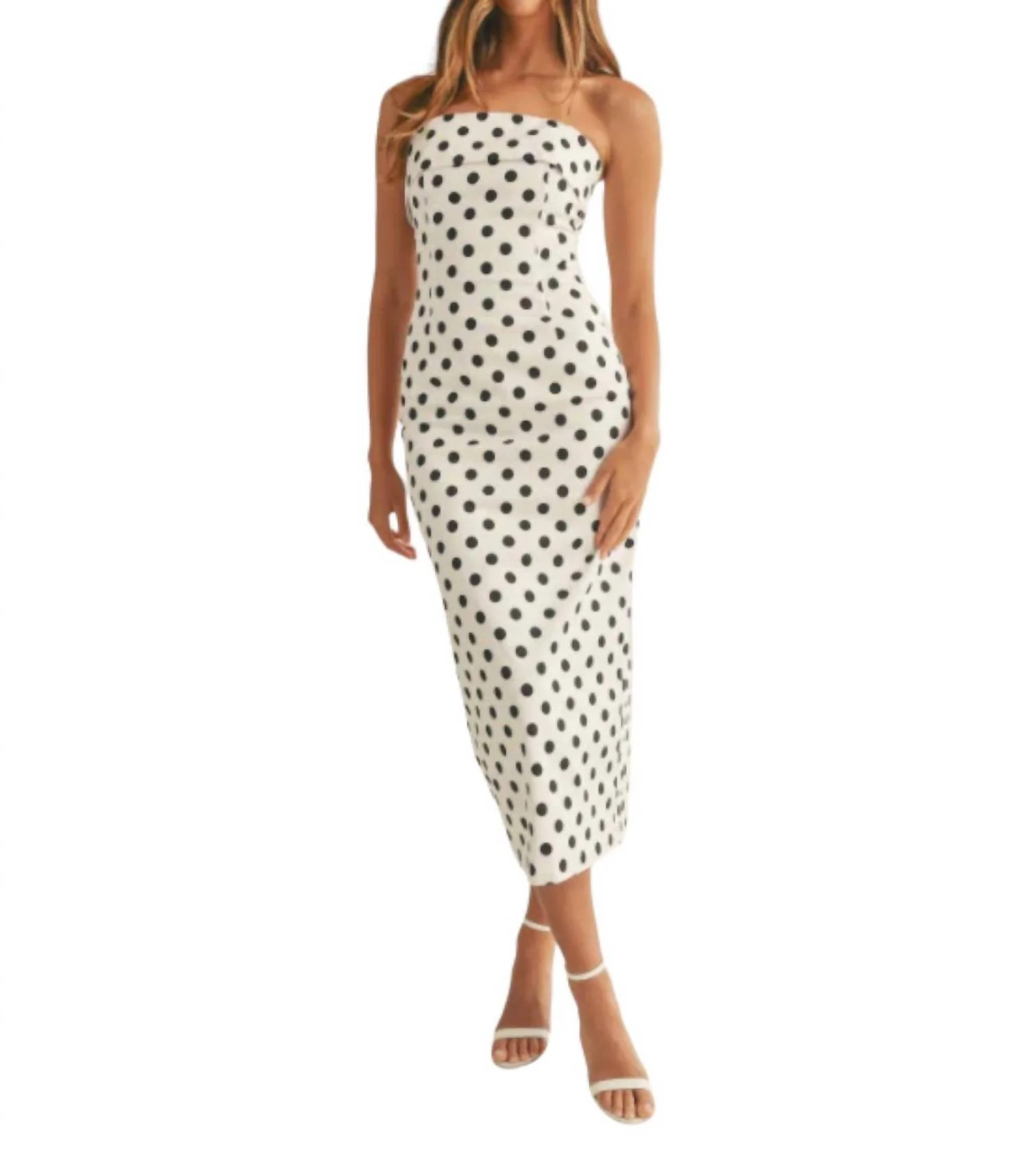 Lucy Polka Dot Tube Dress In Black And White | Shop Simon
