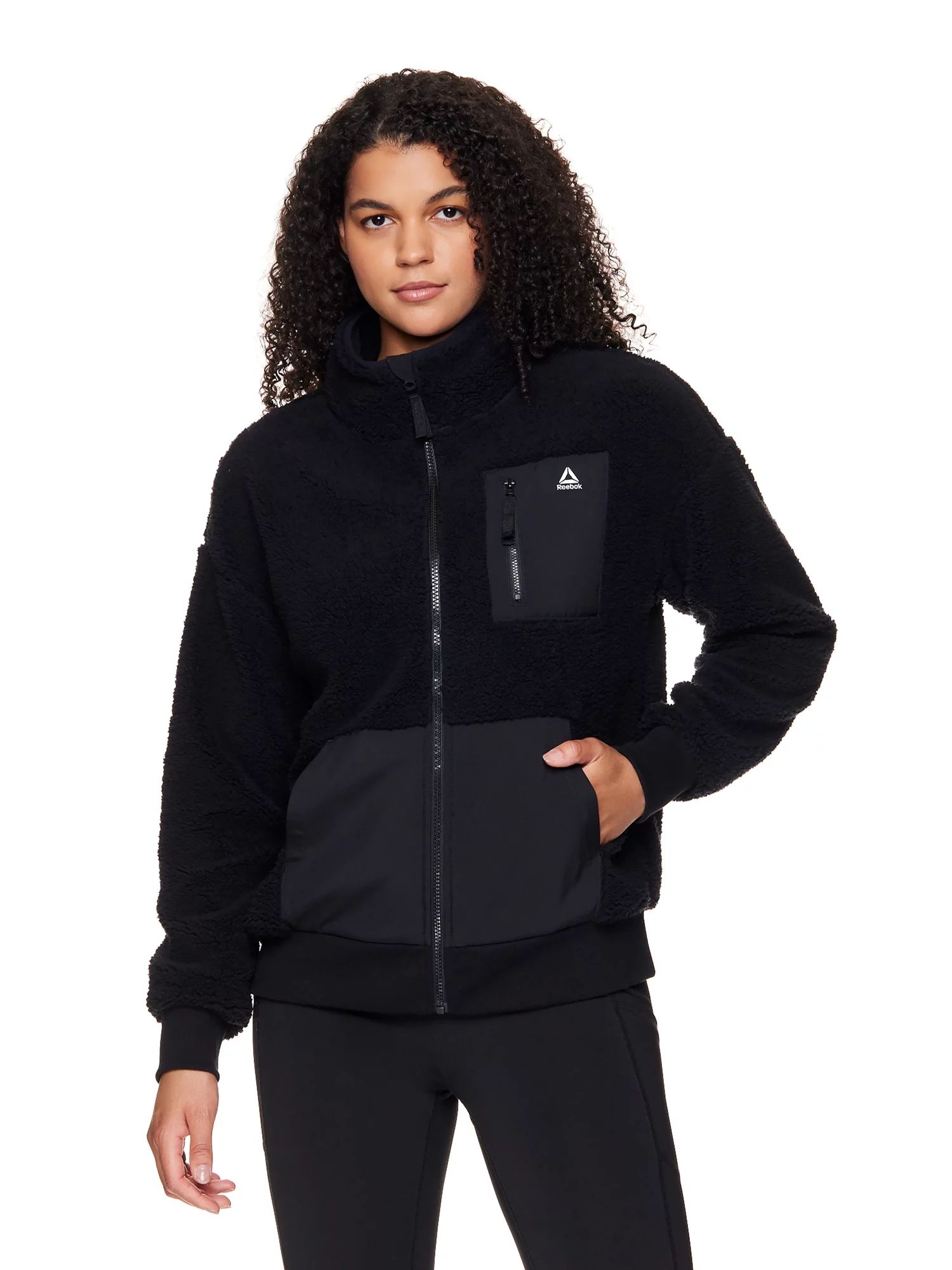 Reebok Women's Getaway Sherpa Jacket With Front Zipper Pocket - Walmart.com | Walmart (US)