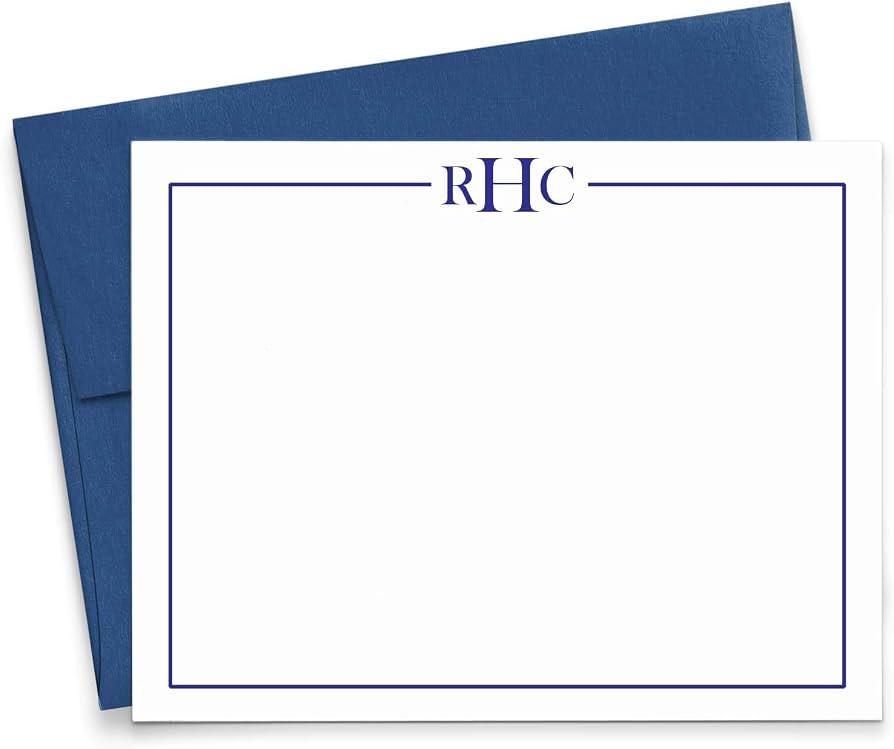 Modern Pink Paper 3 Letter Monogram Stationery Set for Men or Women FLAT NOTE CARDS, Monogrammed ... | Amazon (US)