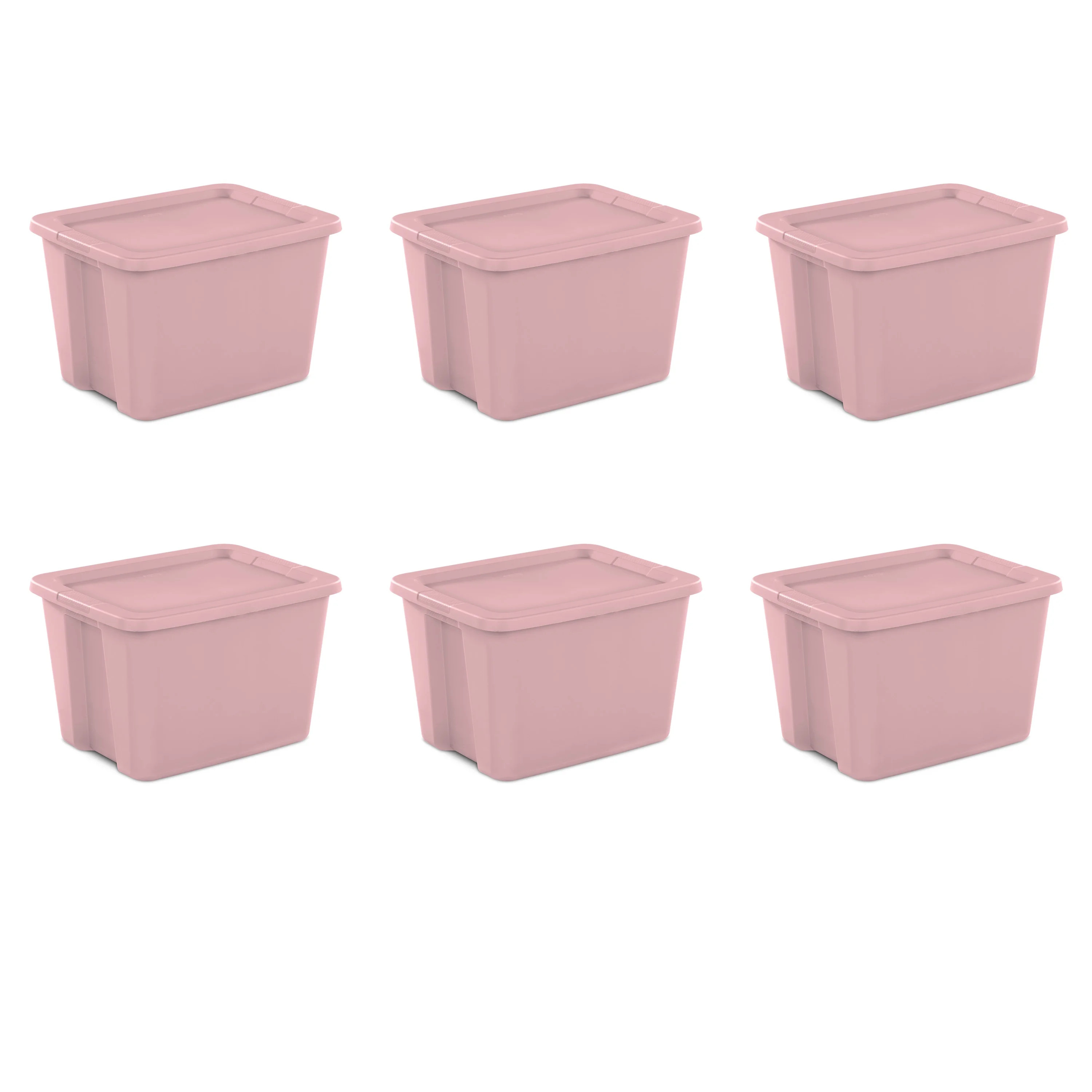 Sterilite Plastic 18 Gallon Tote Box Blush Pink Set of 6 | Walmart (US)