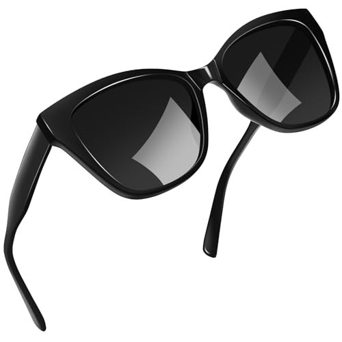 Joopin Black Cateye Acetate Polarized Sunglasses for Women Trendy Cat Eye Sun Glasses UV400 Protection TR90 Ladies Chunky Shades Sunnies | Amazon (US)