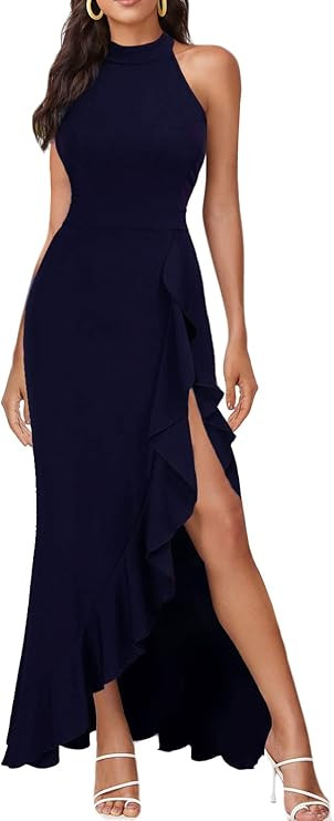Women's High Neck Split Bodycon Mermaid Evening Cocktail Long Dress | Amazon (US)