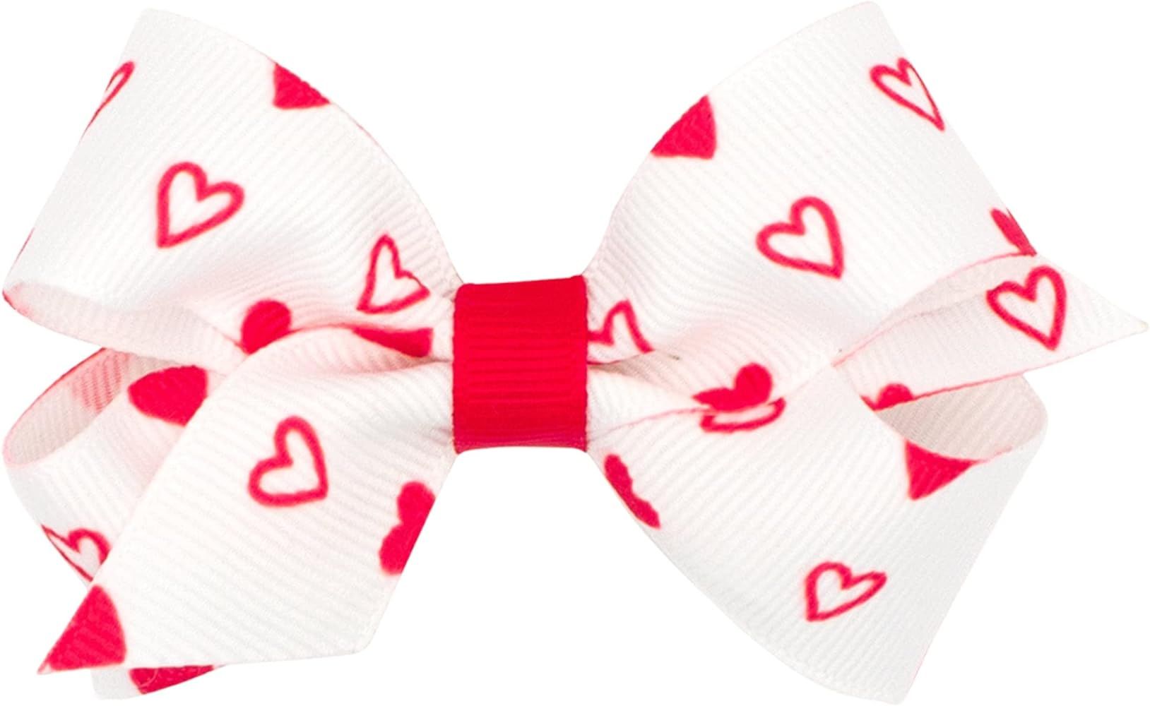 Wee Ones Girls' Valentine's Theme Print Hair Bows on a WeeStay No Slip Hair Clip | Amazon (US)