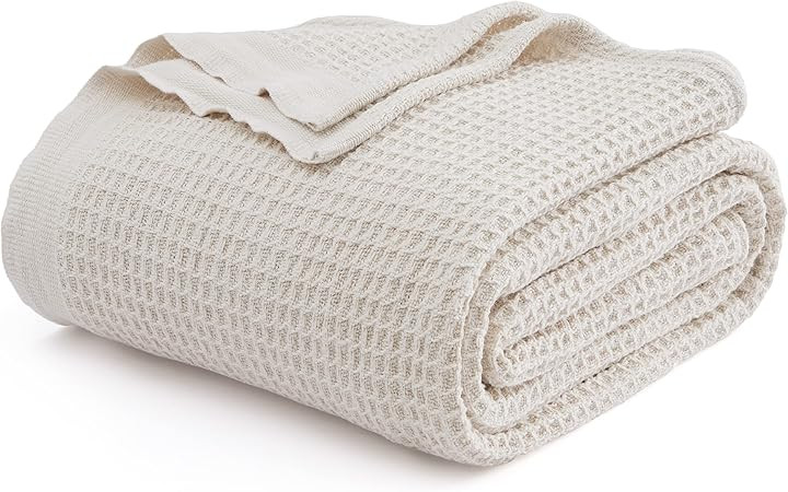 Bedsure 100% Cotton Blankets Queen Size for Bed - 405GSM Waffle Weave Blankets for ... | Amazon (US)