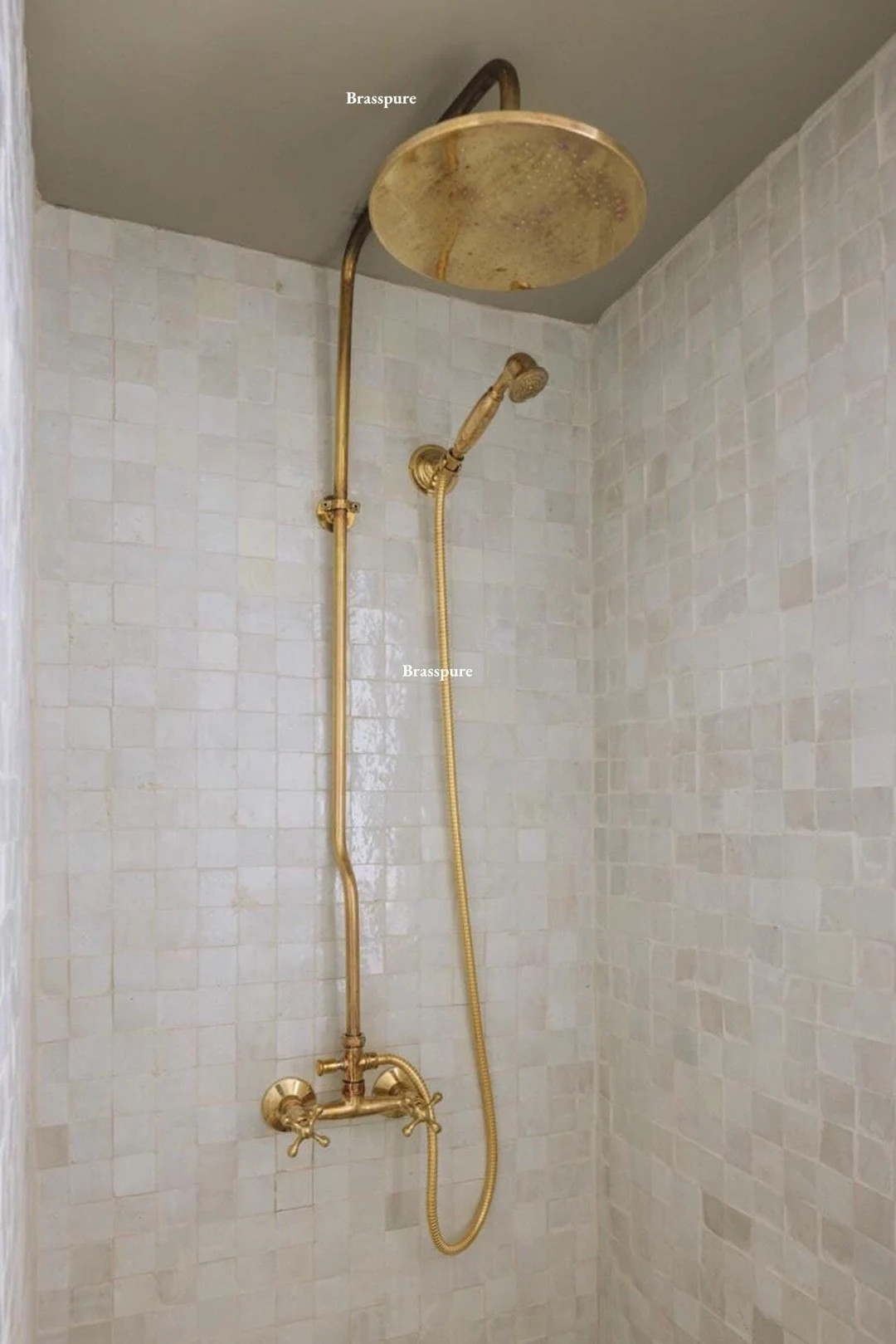 Unlacquered Brass Shower System, Vintage Shower System Victorian Design, Showerhead and Hand Show... | Etsy (US)