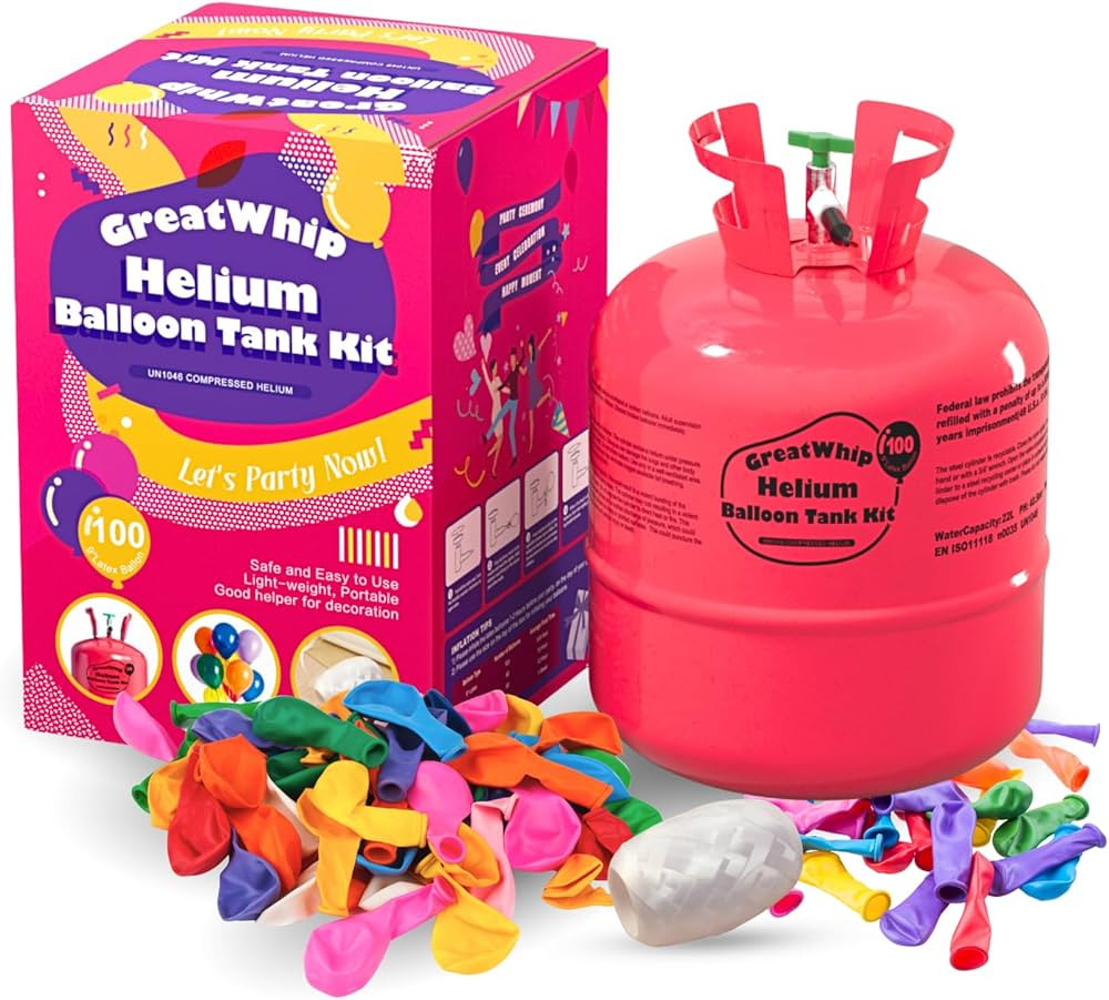 GreatWhip 22L Helium Tank Up To 100 Latex Balloons, Helium Tank For Balloons At Home, Latex Ballo... | Amazon (US)
