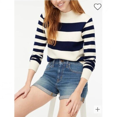 NWT J.Crew Factory Striped Mockneck Sweater sz M | eBay US