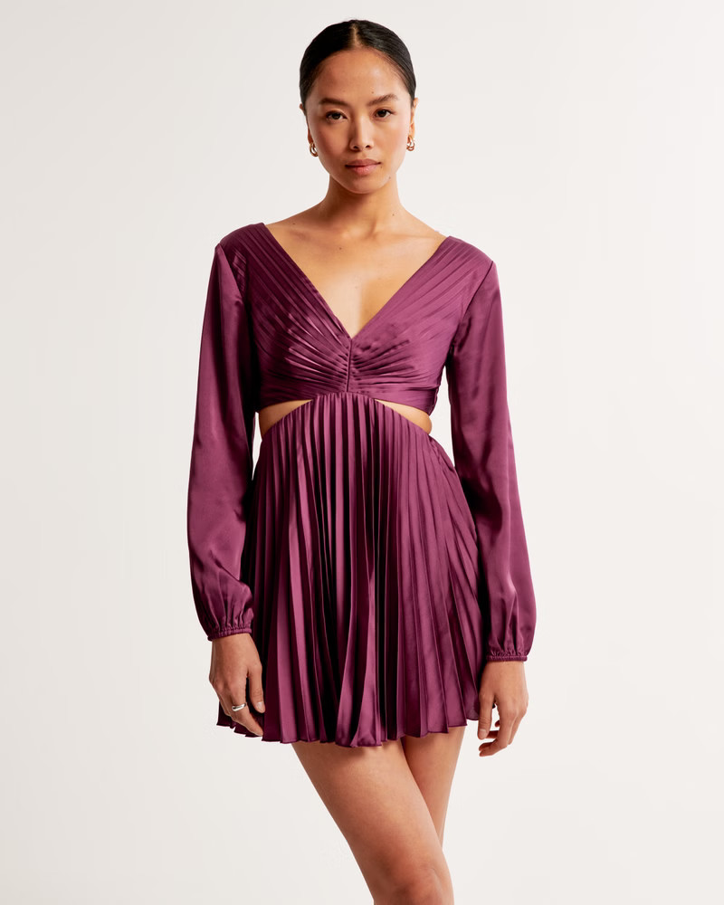 Women's The A&F Giselle Pleated Cutout Mini Dress | Women's Dresses & Jumpsuits | Abercrombie.com | Abercrombie & Fitch (US)