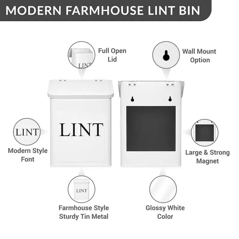 Magnetic Lint Bin, Modern Farmhouse Laundry Room Wall Decor, Laundry Room Sign, Laundry Accessori... | Etsy (US)