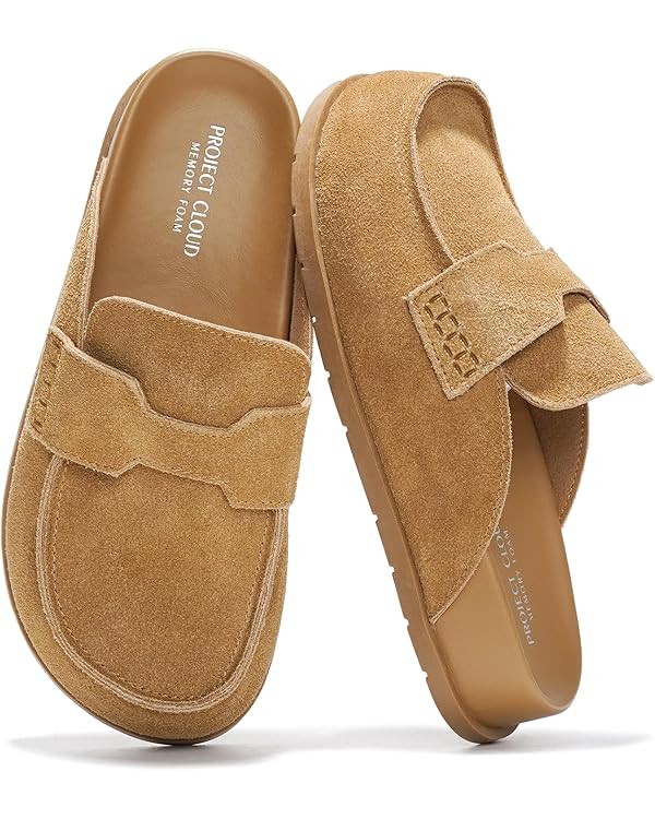Project Cloud Genuine Leather Womens Clog - Memory Foam Arch Support Non-Slip Sole Mules & Clogs ... | Amazon (US)