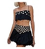Women 2 Piece Outfits Sleeveless Crop Top Mini High Waisted Pleated Skirt Set for Summer Party Cl... | Amazon (US)