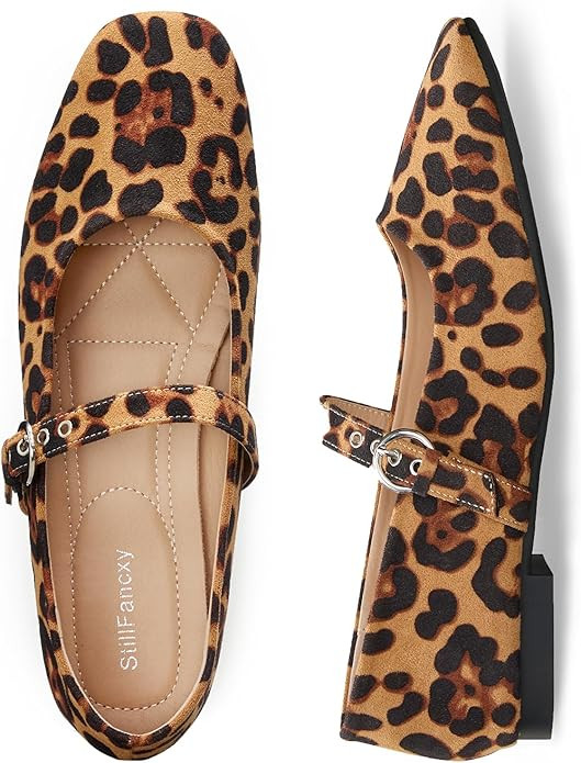 Zapatos planos con estampado de leopardo para mujer, con malla, zapatos tipo bailarina, Mary Jane... | Amazon (US)