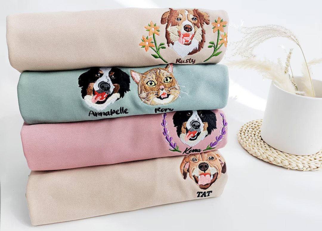 Custom Dog Face Embroidered Sweatshirt,cat Sweatshirt,dog Lover Sweatshirt,personalized Gift for ... | Etsy (US)