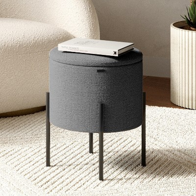 StorageBud Round Ottoman with Storage, Modern Boucle Storage Ottoman, Small Foot Stool Ottoman fo... | Target