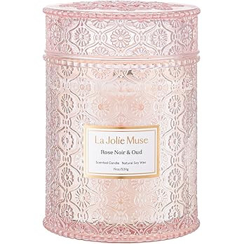 LA JOLIE MUSE Rose Noir & Oud Scented Candle – Lemon, Rose & Oud | Valentine's Day Candle Gift ... | Amazon (US)